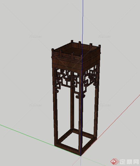 一个中式花几设计SU模型