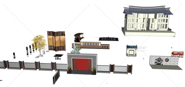 骨子里的中式情节【中式小品SketchUp组件】提供