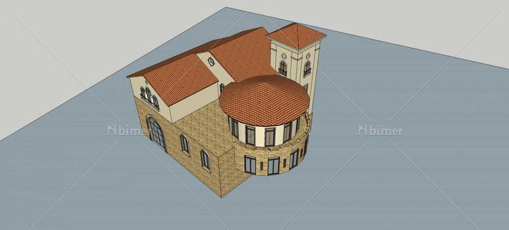 西班牙风格商业楼(76557)su模型下载