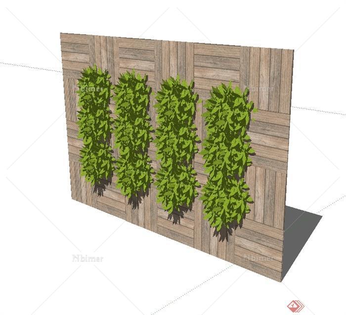 某墙体立体绿化植物设计SU模型[原创]