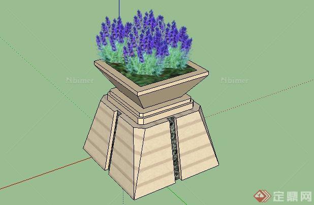 某中式商业区花钵SketchUp(SU)3D模型