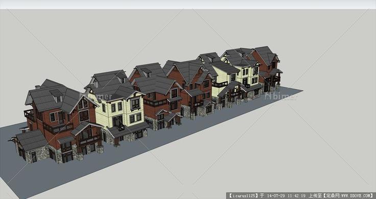 别墅群联排建筑su模型