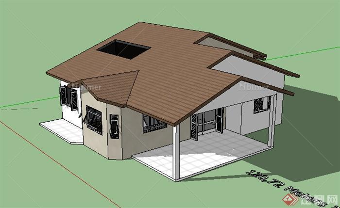 某现代单层住宅建筑设计方案su模型