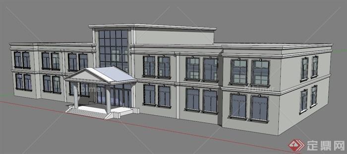 现代二层办公楼建筑su模型