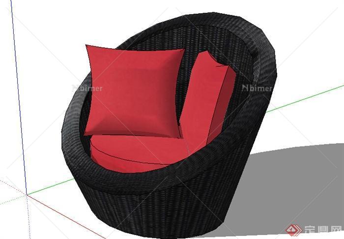 设计素材之藤椅沙发素材su模型