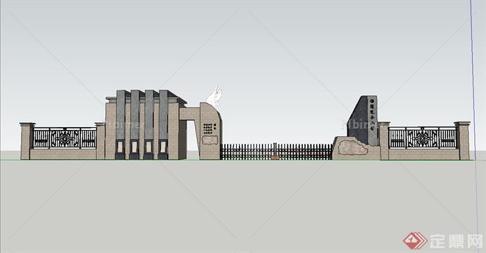 某中小学校门建筑方案设计SU模型