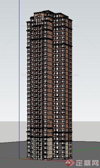 独栋高层公寓住宅楼建筑设计su精品模型[原创]