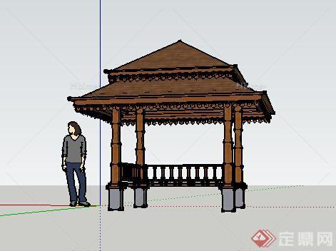 园林景观之东南亚风格景观亭设计su模型1