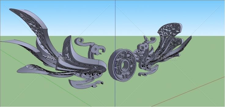 汉代凤凰小品 精致模型 附sketchup模型