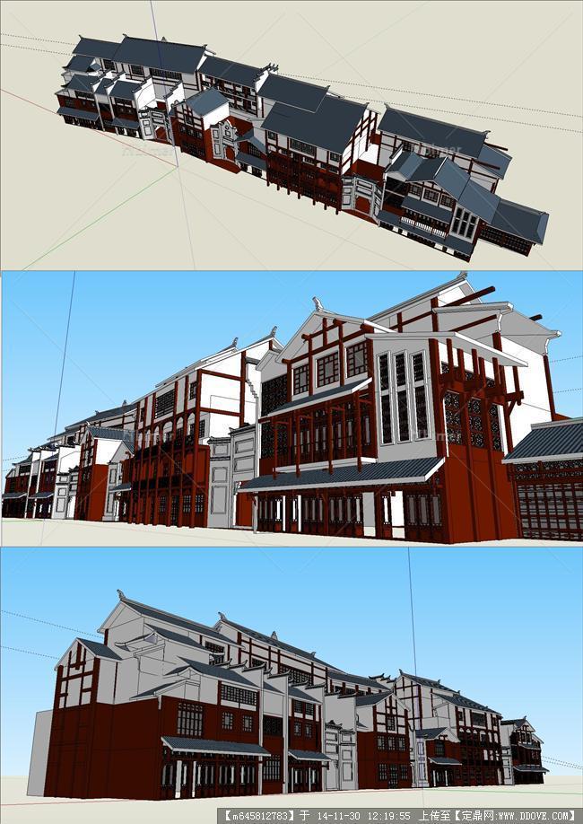 复古商业街建筑设计方案su模型