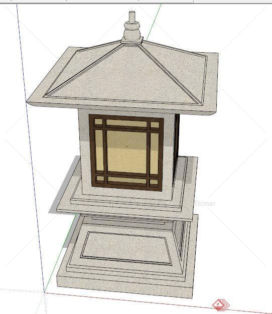 中式风格灯龛庭院灯su模型