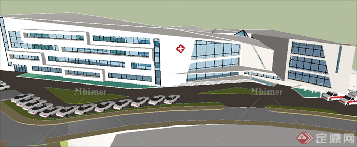 某现代风格医院医疗建筑设计SU模型素材