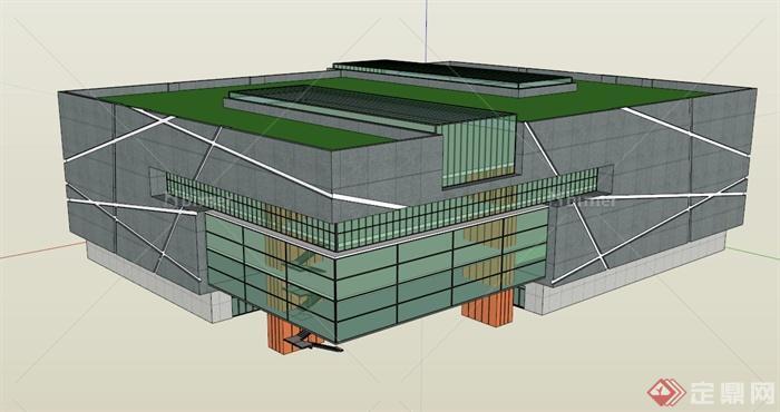 现代特色多层办公建筑设计SU模型