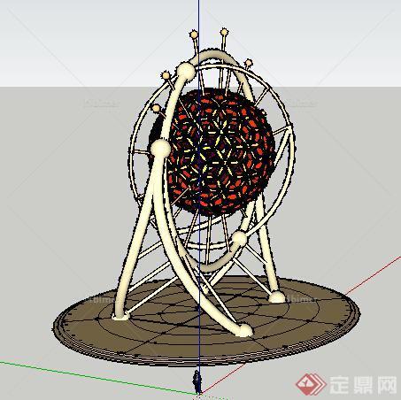 现代风格广场抽象星球雕塑小品设计SU模型