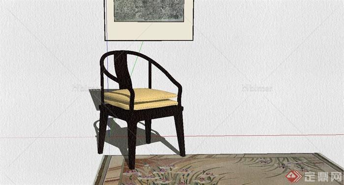 古典中式风格太师椅设计SU模型[原创]