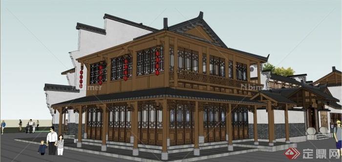 某古中式商业街建筑设计SU模型[原创]