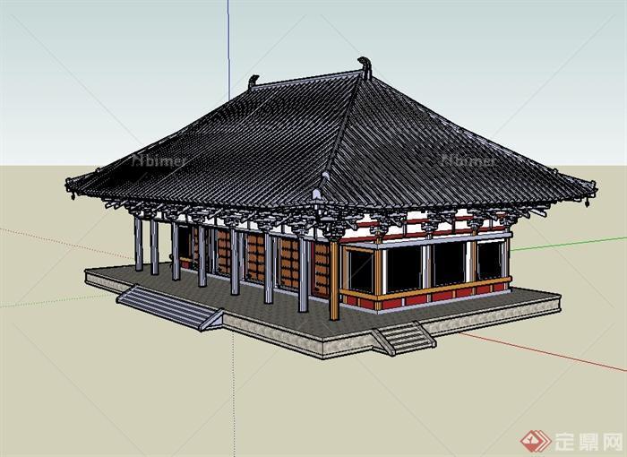 某古典中式风格单层详细住宅楼设计su模型[原创]