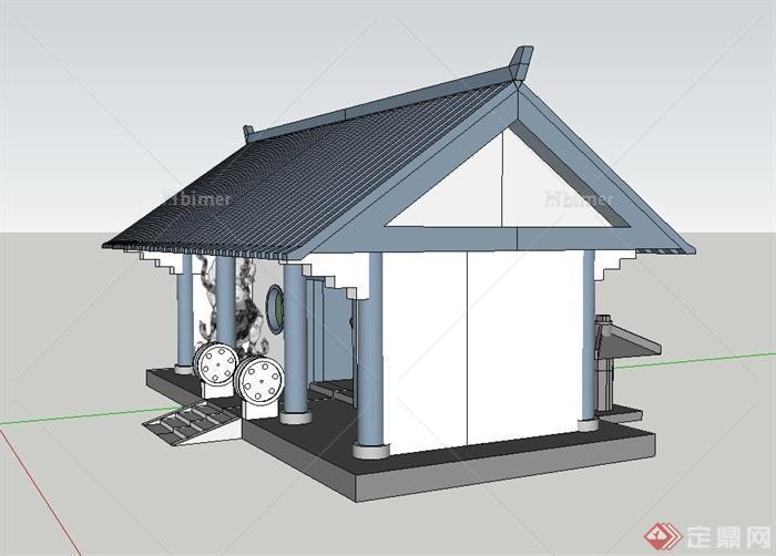 古典中式寺庙大门设计SU模型