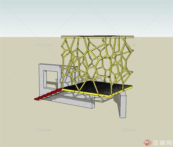 现代风格独特观景小亭设计su模型[原创]