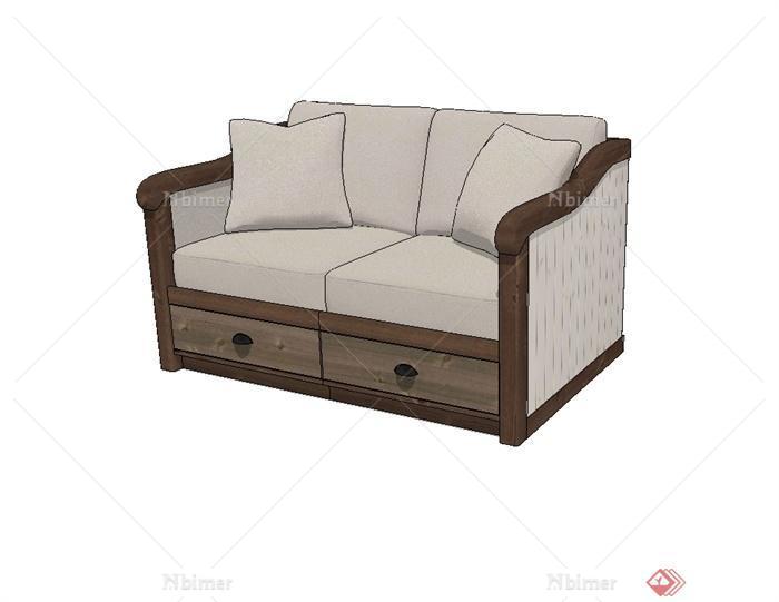 现代室内空间双人沙发设计SU模型[原创]