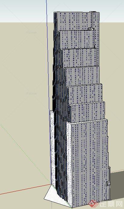 现代某尖塔形高层办公建筑设计SU模型