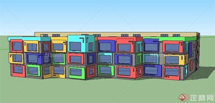 某现代三层幼儿园学校建筑设计SU模型