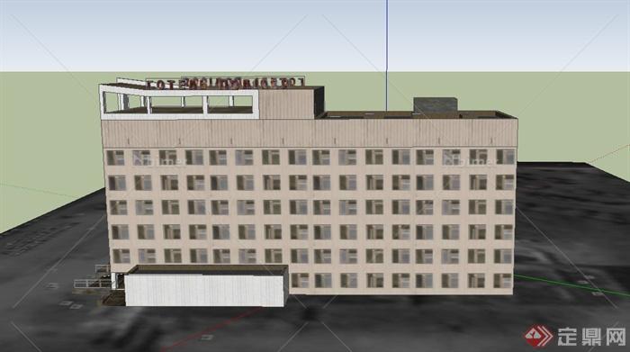 现代风格某六层宾馆建筑设计SU模型