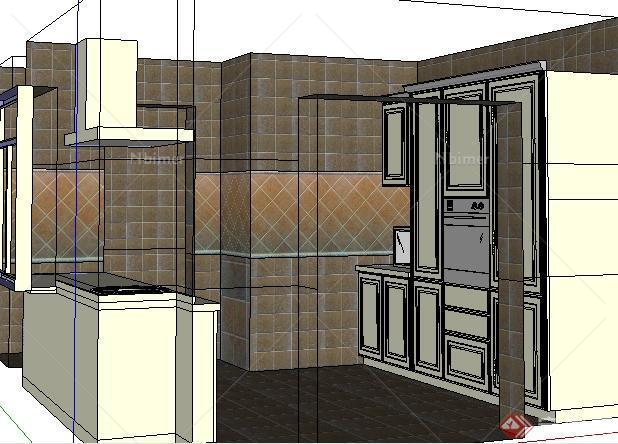 某欧式厨房室内空间设计SU模型[原创]