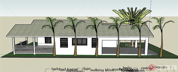 某东南亚一层居住建筑设计SU模型