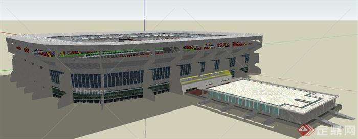 现代足球体育馆建筑设计su模型