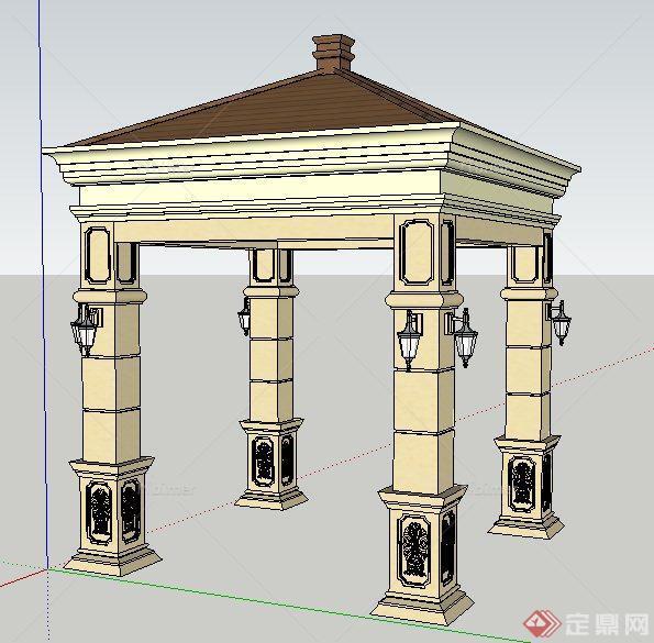 某新古典风格景观凉亭设计su模型