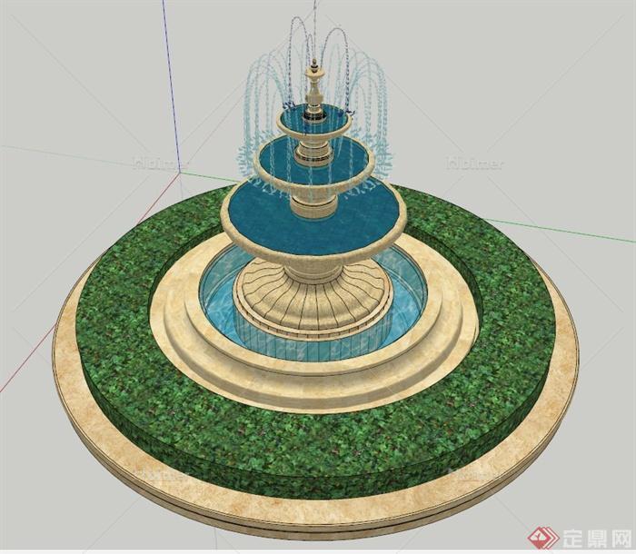 喷泉水钵设计SU模型