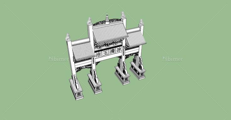 中式牌坊(77808)su模型下载