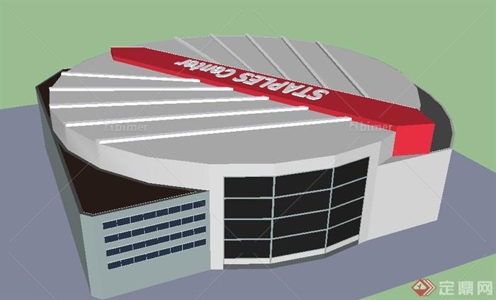 某现代斯台普斯球馆体育馆建筑设计SU模型