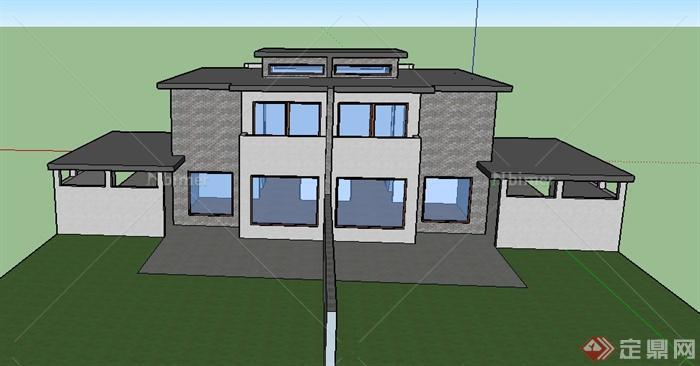 某三层双拼式住宅建筑设计SU模型