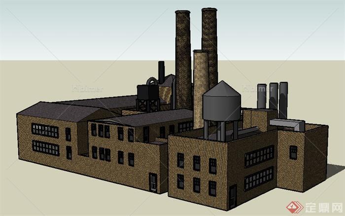 某砖砌工业厂房建筑设计SU模型