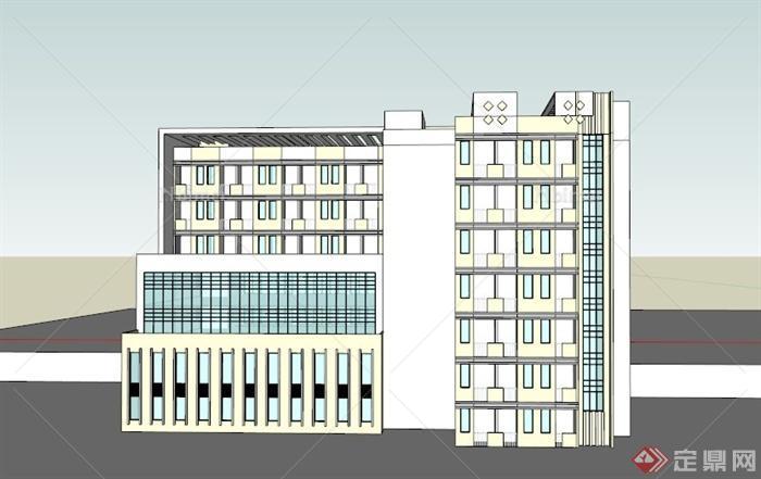 某现代中小学学校六层建筑设计SU模型