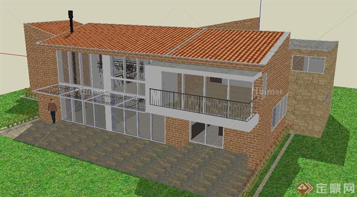 现代风格住宅别墅建筑设计SU模型