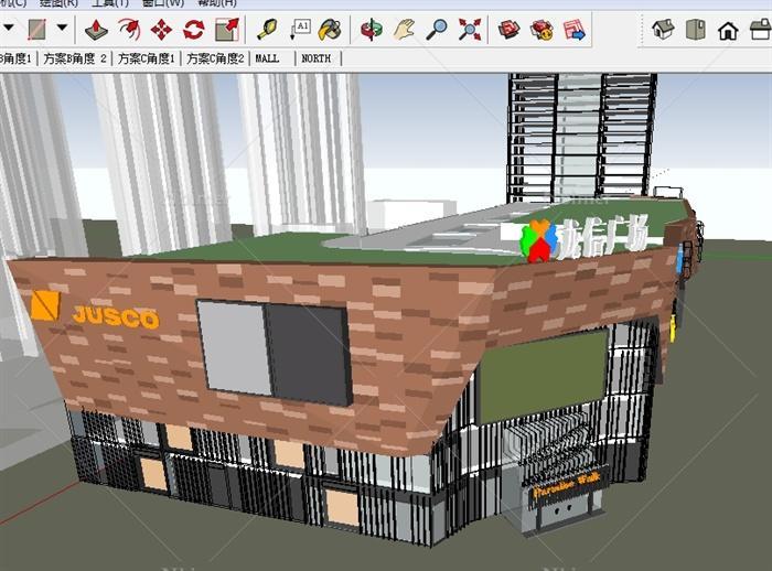 某购物生活广场建筑设计sketchup精致设计模型[原