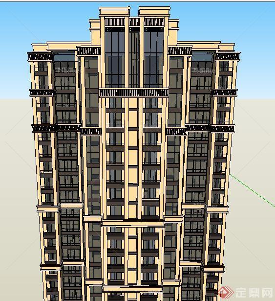 新古典独栋公寓楼建筑设计su模型[原创]