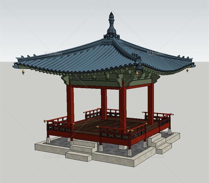 某古典中式风格古建亭设计su模型
