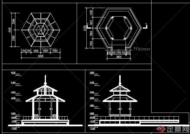 新中式六角亭设计方案包含cad和模型原创