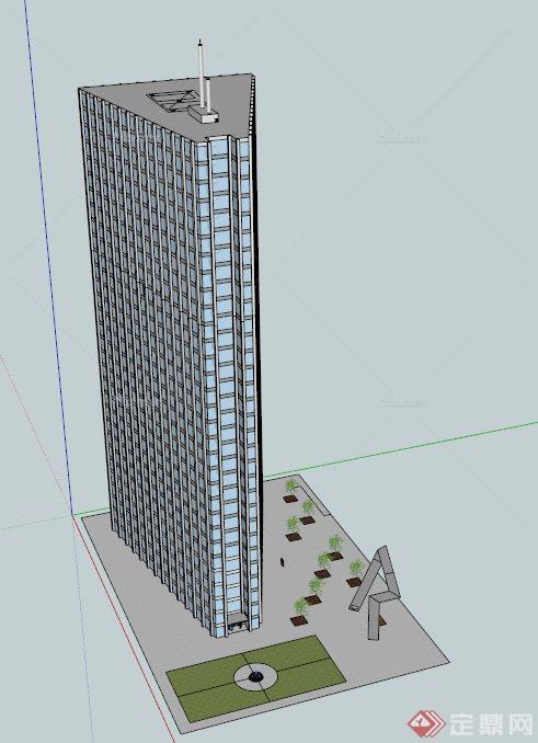 三菱柱形办公楼建筑设计SU模型