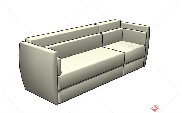 现代白色布艺沙发SU模型