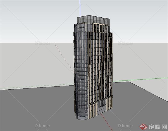 现代风格写字办公建筑大楼设计su模型[原创]