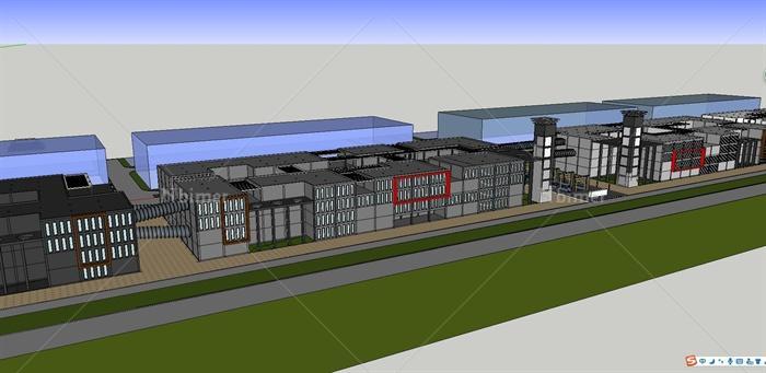 产业园区工厂规划建筑SketchUp草图大师模型[原创