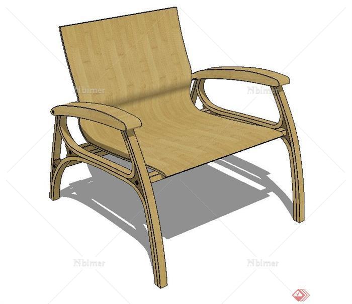 现代室内木质有扶手椅子设计SU模型[原创]