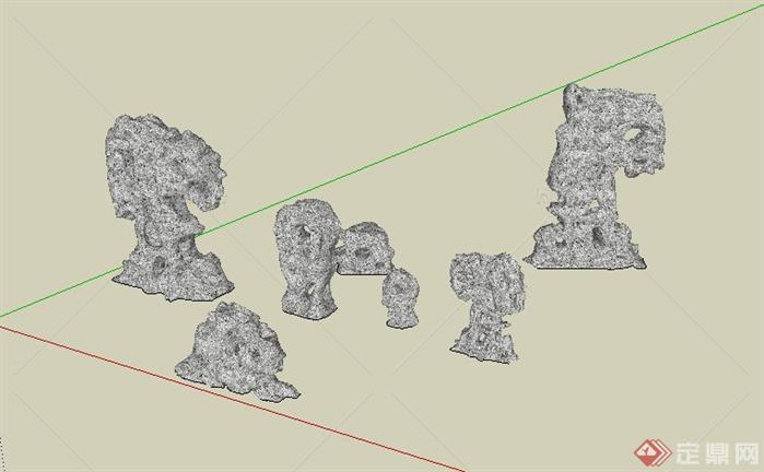 几个太湖石景石SketchUp(SU)3D模型