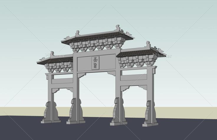牌坊(44130)su模型下载