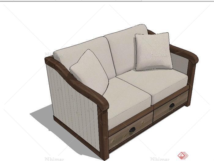 现代室内空间双人沙发设计SU模型[原创]